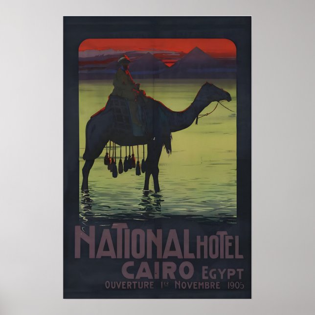 1900-tal "National Hotel Kairo Egypten" Pyramidern Poster (Framsidan)