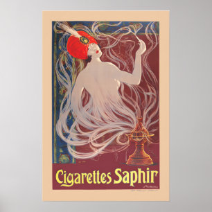 1900-talets Cigarettes Saphir Vintage Stil Tobak Poster