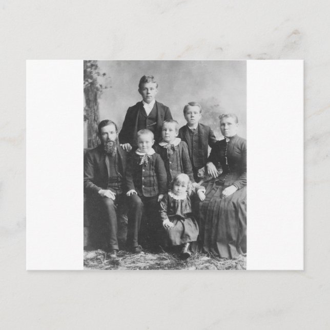 1900-talets familj Porträtt Vykort (Framsida)