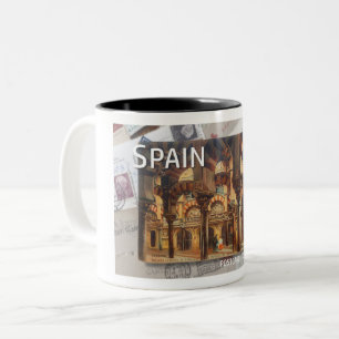 1900-talets KODOBA, SPANIENS TURISTPOSTCARD Två-Tonad Mugg