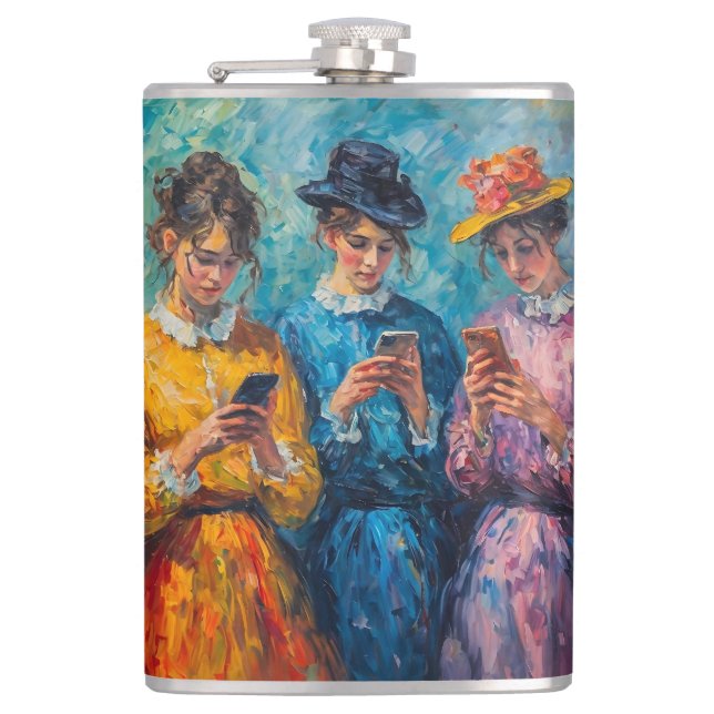 1900-talets människor som använder smartphones fickplunta (Framsidan)