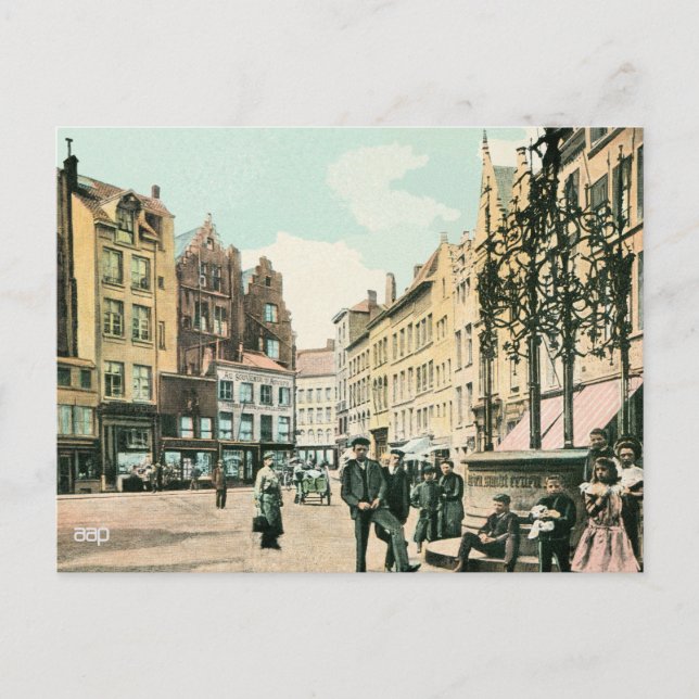 1900-talets stadscentrum i Antwerpen, Belgien, åte Vykort (Framsida)