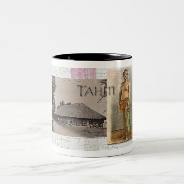1900-talets TAHITI POSTCARDS Two-Tone Coffee Mugg (Center)