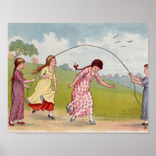 1900-talsflickor som hoppar hopprep poster (Framsidan)