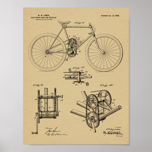 1900 Utskriftspatent för höghastighetsväxel Poster (Framsidan)
