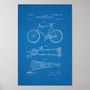 1900-Vintagars Bicycle Patent Print Blueprint Art Poster