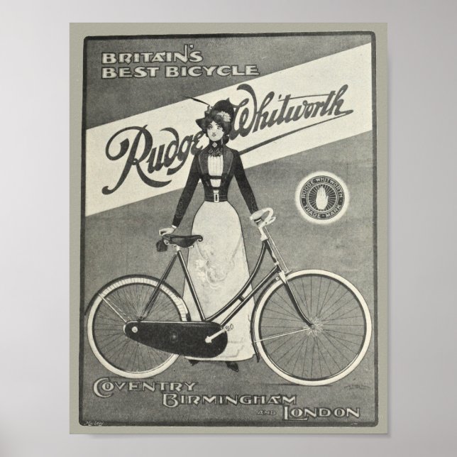 1900 Vintage Bicycle Rudge Whitworth Ad Art Poster (Framsidan)
