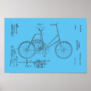 1900-Vintages elektriskt cykelpatentutskrift Poster