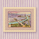1900-vykort för Paris Expo Vykort<br><div class="desc">Denna elegant och ovanliga bilden av Viktorianska handelskort, som är utslag i ett vackert lavender färg, beskriver utställningen för 1900-utställningen i Paris, Frankrike. En samling båtar färdas bekvämt längs akvamarine blue Seine. Ett färgstarkt, rosa-färgat himmel lovordar det mjuka lavender färg i den centrala bilden. Titeln "Paris" är skriven på den...</div>