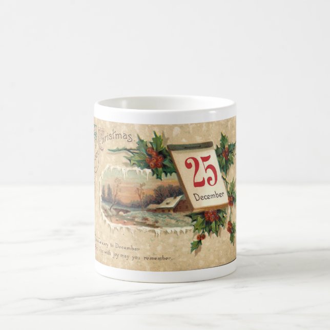 1900S-vykort "CHRISTMAS" Kaffemugg (Center)