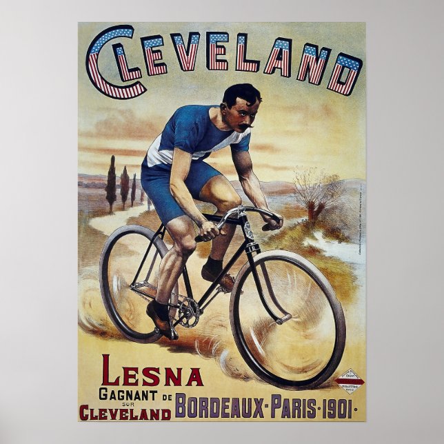 1901 BICYCLE BORDEAUX TILL PARIS POSTER (Framsidan)