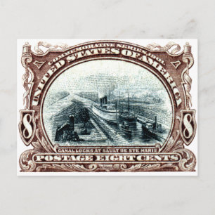 1901 Canal Locks Michigan Vykort
