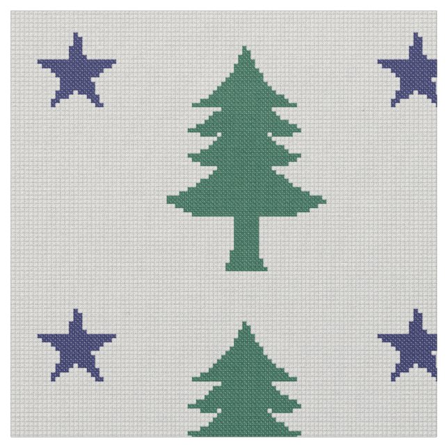 1901 Maine Flagga Faux Kor Stitch Tyg (Närbild)