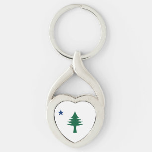 1901 Maine Flagga Hjärtnyckelring Twisted Heart Silverfärgad Nyckelring