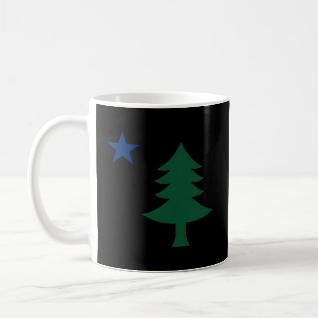 1901 Tidigare Flagga Maine E Träd och Star Kaffemugg (Vänster)