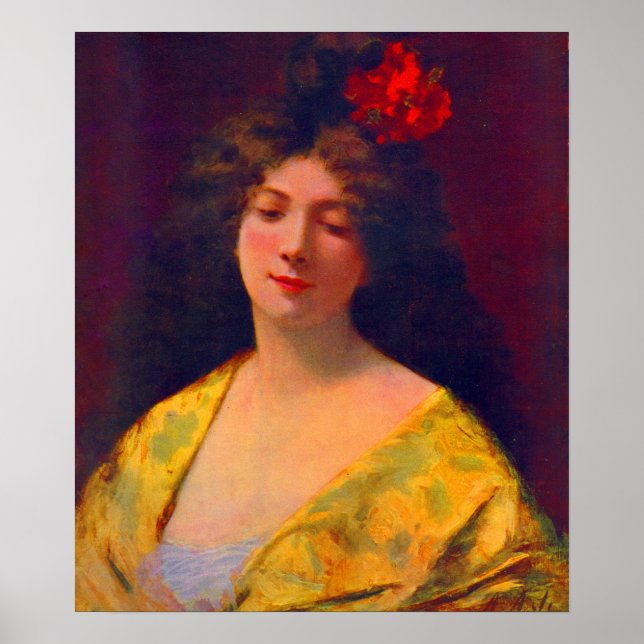 1901 vacker dam med sjalj poster (Framsidan)