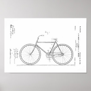 1901 Vintage - utskrift av cykelpatent Poster