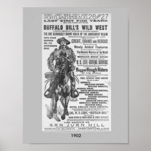 1902 Buffalo Bill's Vilda western Show Ad Poster I