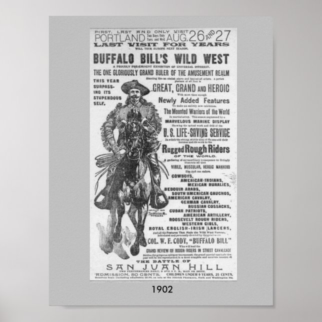 1902 Buffalo Bill's Vilda western Show Ad Poster I (Framsidan)