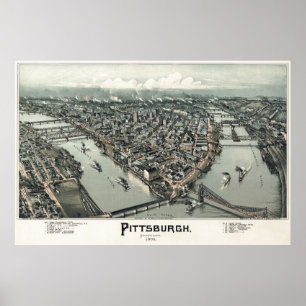 1902 HAND PLOCKADE KARTA i PITTSBURGH Poster