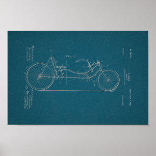 1902 Vintage Bicycle Patent Blueprint Art-utskrift Poster