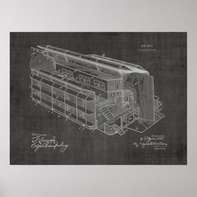 1903 Flygplanspatent Art Teckning Skriv ut Poster (Framsidan)