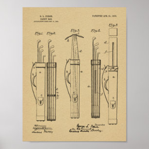 1903 Golf Klubb Caddy Bag Design Patent Art Print Poster