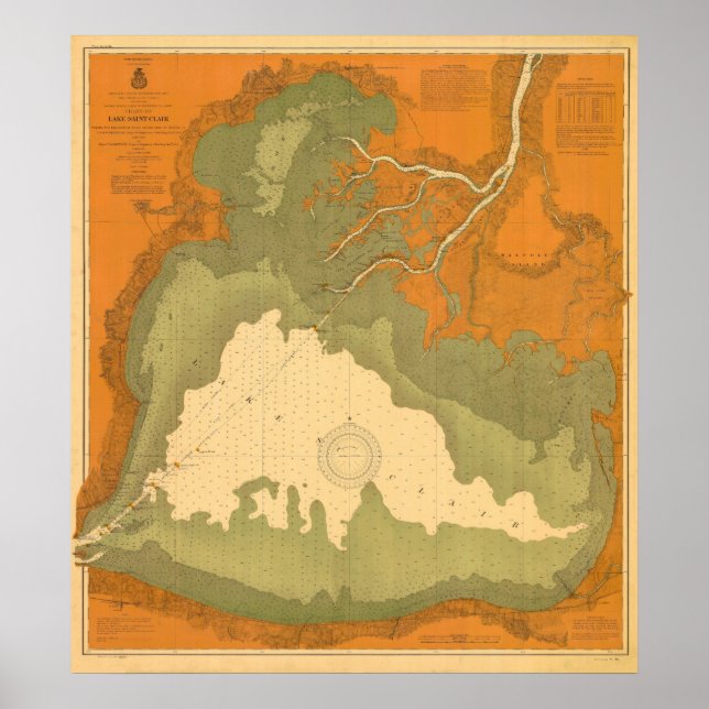 1903 Historic Sjö Saint Clair, MI Nautical Chart Poster (Framsidan)