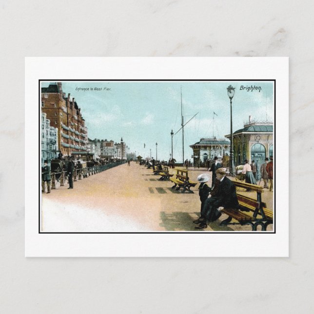 1903 Översikt över Västern Pier Brighton England Vykort (Framsida)