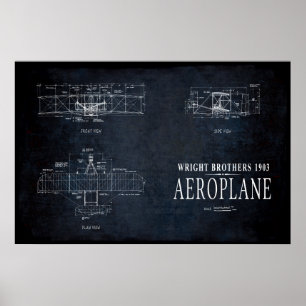 1903 WRIGHT BROTHERS AIRPLANE BLUEPRINT POSTER