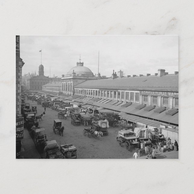 1904 års Boston-vykort för Quincy Market Vykort (Framsida)