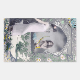1904 Art nouveau Valentine Rektangulärt Klistermärke