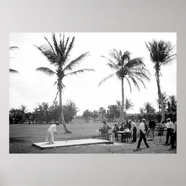 1904 Golfing Handflatan Beach Fl. Skriv Poster (Framsidan)