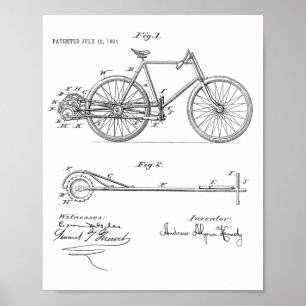 1904 Lever Propelling Bicycle Patent Art Print Poster