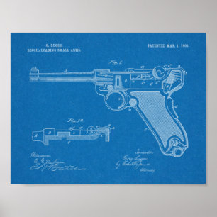 1904 Luger Gun Patent Art Teckning Skriv ut Poster