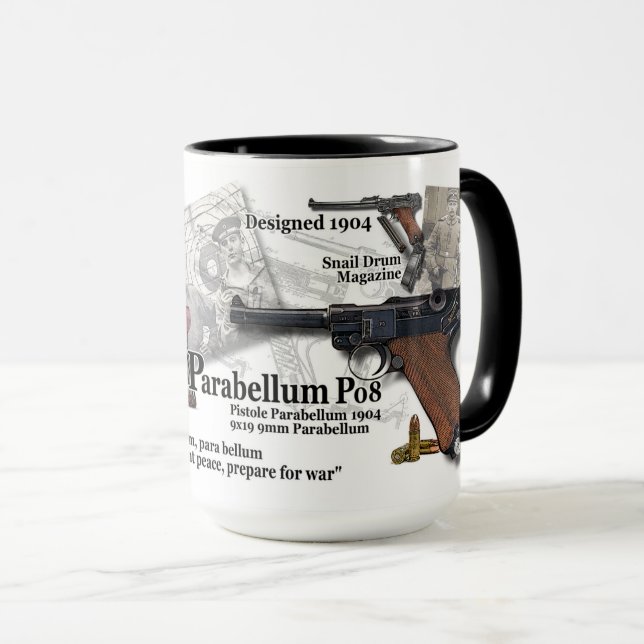 1904 Parabellum P08 Pistal Coffee Mugg (Framsida höger)