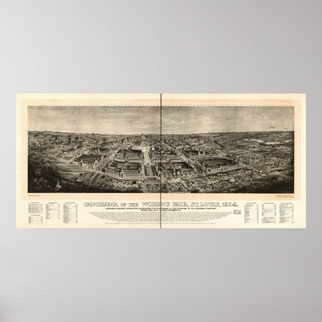 1904 St. Louis MO World's Fair Panoramic Karta Poster (Framsidan)