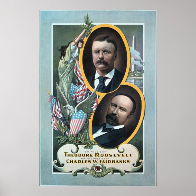 1904 Val av Teddy Roosevelt poster. Poster (Framsidan)