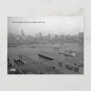 1905 Brooklyn Harbour och New York City Vykort