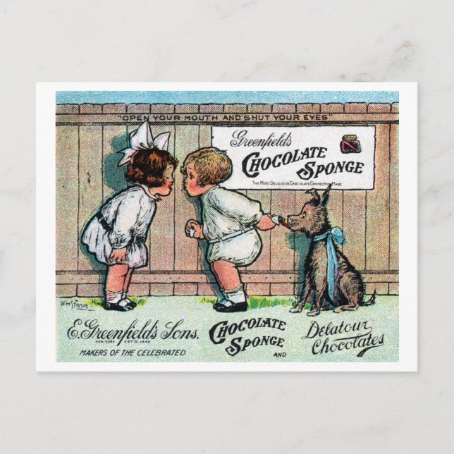 1905 Chocolate Candy Ad Vykort (Framsida)