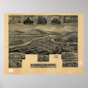 1905 Confluence, PA-fågelöga beskådar den Poster