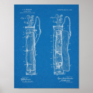 1905 Golf Klubb Caddy Bag Design Patent Art Print Poster