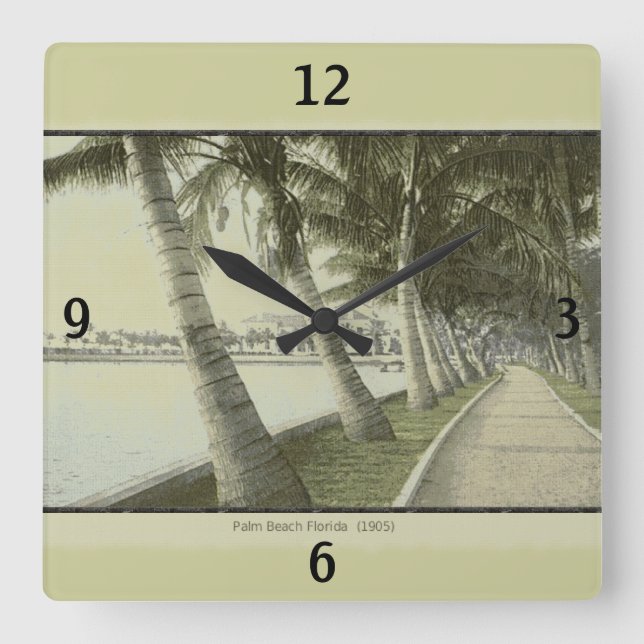 1905 Handflatan Beach Florida Wall Clock Fyrkantig Klocka (Framsida)