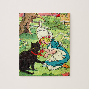 1905 lilla flicka ger sig på sin svarta katt pussel