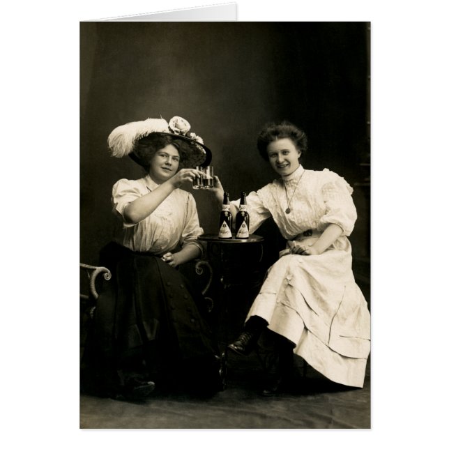 1905 Öl som dricker flickvänner Hälsningskort (Framsidan)