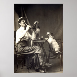 1905 Öl som dricker Hundar Poster