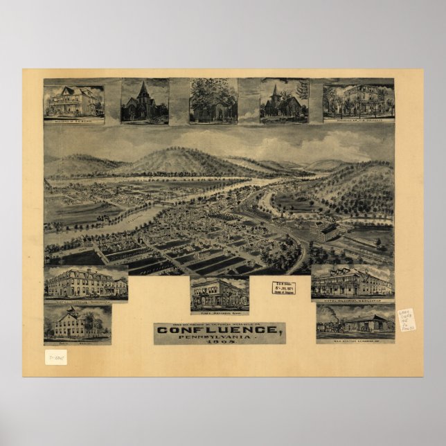 1905 Sammanträde, PA Birds Öga View Panoramic Kart Poster (Framsidan)