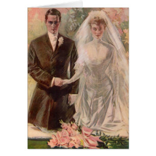 1906 Edwardian bröllop Hälsningskort