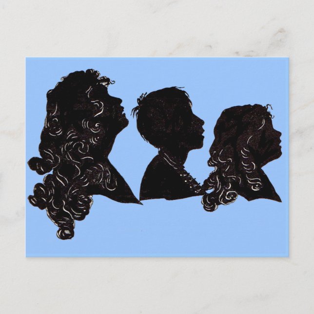 1906 familjens silhuette mor, son och dotter vykort (Framsida)