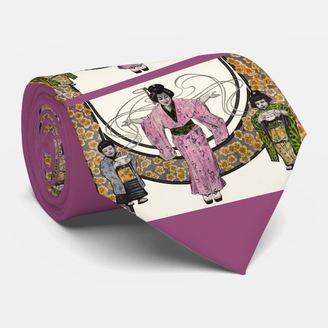 1906 japanska kvinnor och barn i art nouveau slips (Rullad)